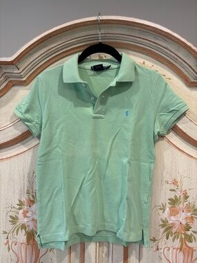 Ralph Lauren blue label slim fit women’s polo size medium green y2K